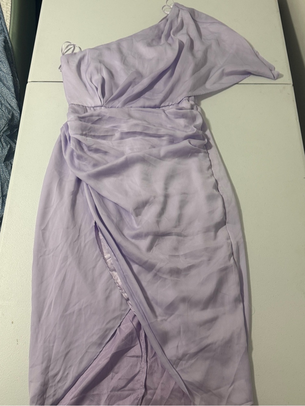 DO+BE Lilac One-Shoulder Chiffon Gown
